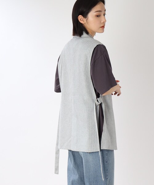 THE SHOP TK (ザ ショップ ティーケー )の「◆麻調ストライプノースリジャケット(ベスト・レディース・ベージュ系その他5/ライトグレー系2・99)」の11枚目の写真