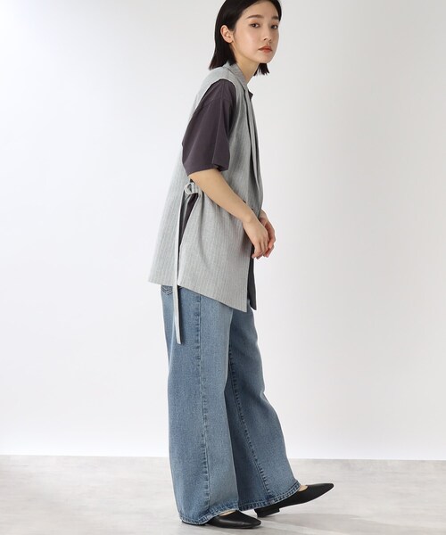 THE SHOP TK (ザ ショップ ティーケー )の「◆麻調ストライプノースリジャケット(ベスト・レディース・ベージュ系その他5/ライトグレー系2・99)」の18枚目の写真