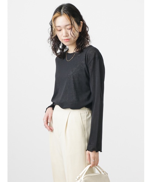 Samansa Mos2 blue（サマンサモスモスブルー）の「シアーロンT（Tシャツ/カットソー・レディース・グレー/オフホワイト/ブラック・MEDIUM/LARGE）」の3枚目の写真