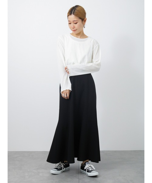 Samansa Mos2 blue（サマンサモスモスブルー）の「シアーロンT（Tシャツ/カットソー・レディース・グレー/オフホワイト/ブラック・MEDIUM/LARGE）」の4枚目の写真