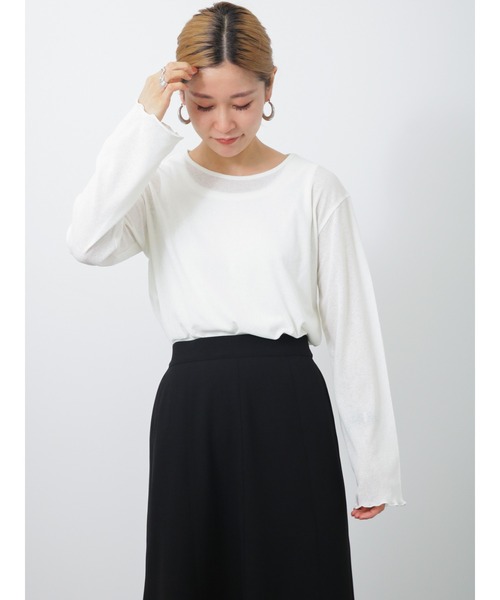 Samansa Mos2 blue（サマンサモスモスブルー）の「シアーロンT（Tシャツ/カットソー・レディース・グレー/オフホワイト/ブラック・MEDIUM/LARGE）」の7枚目の写真