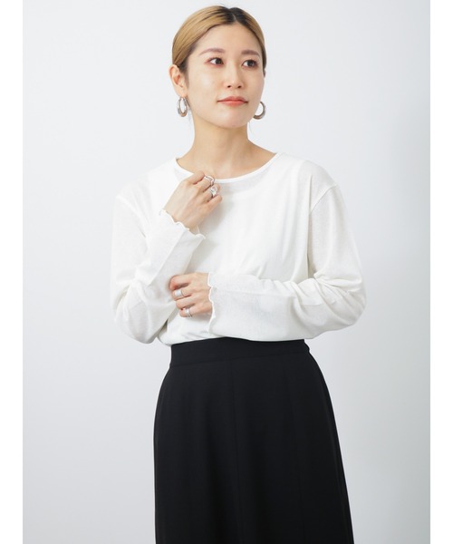 Samansa Mos2 blue（サマンサモスモスブルー）の「シアーロンT（Tシャツ/カットソー・レディース・グレー/オフホワイト/ブラック・MEDIUM/LARGE）」の9枚目の写真