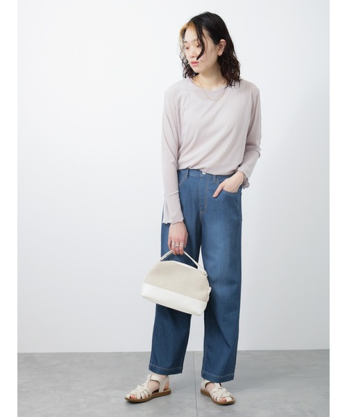 Samansa Mos2 blue（サマンサモスモスブルー）の「シアーロンT（Tシャツ/カットソー・レディース・グレー/オフホワイト/ブラック・MEDIUM/LARGE）」の11枚目の写真