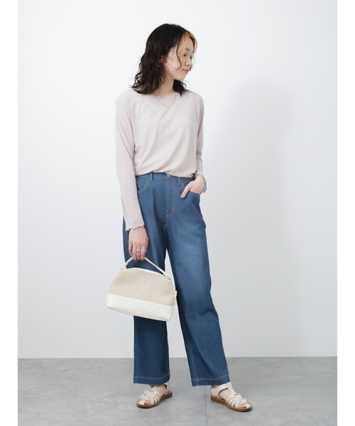 Samansa Mos2 blue（サマンサモスモスブルー）の「シアーロンT（Tシャツ/カットソー・レディース・グレー/オフホワイト/ブラック・MEDIUM/LARGE）」の12枚目の写真