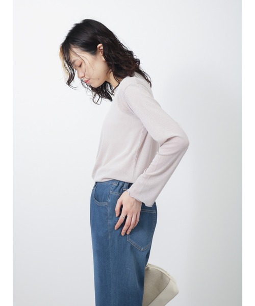 Samansa Mos2 blue（サマンサモスモスブルー）の「シアーロンT（Tシャツ/カットソー・レディース・グレー/オフホワイト/ブラック・MEDIUM/LARGE）」の15枚目の写真