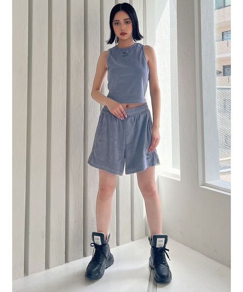 PUMA(プーマ)の「PUMA CLASSICSパイルクロップトップ(Tシャツ/カットソー・レディース・グレー/アイボリー・SMALL)」の10枚目の写真