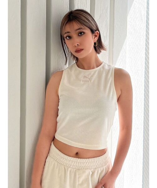 PUMA(プーマ)の「PUMA CLASSICSパイルクロップトップ(Tシャツ/カットソー・レディース・グレー/アイボリー・SMALL)」の12枚目の写真