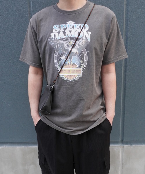 ARCHIVER(アーカイバ)の「【Bz】イーグルプリントユニセックスBIGTシャツ/プリントTシャツ(RZ)(Tシャツ/カットソー・メンズ・スミクロ/ブラック/オフホワイト・FREE)」の1枚目の写真