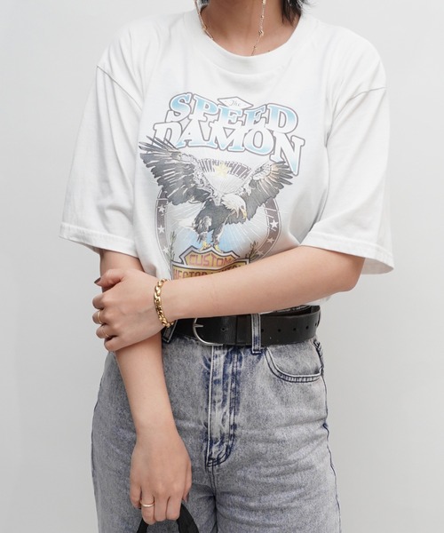 ARCHIVER(アーカイバ)の「【Bz】イーグルプリントユニセックスBIGTシャツ/プリントTシャツ(RZ)(Tシャツ/カットソー・メンズ・スミクロ/ブラック/オフホワイト・FREE)」の11枚目の写真