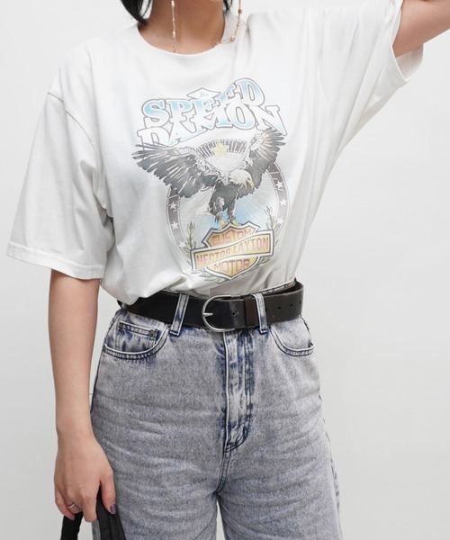ARCHIVER(アーカイバ)の「【Bz】イーグルプリントユニセックスBIGTシャツ/プリントTシャツ(RZ)(Tシャツ/カットソー・メンズ・スミクロ/ブラック/オフホワイト・FREE)」の17枚目の写真