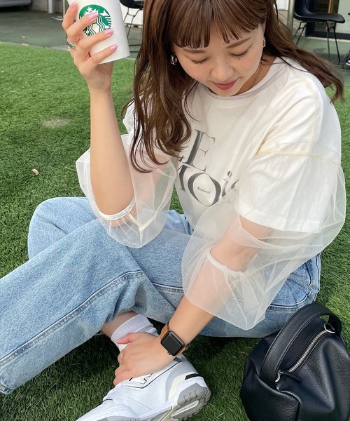 DISCOAT（ディスコート）の「チュールプルオーバー（Tシャツ/カットソー・レディース・ブラック/アイボリー・FREE）」の12枚目の写真