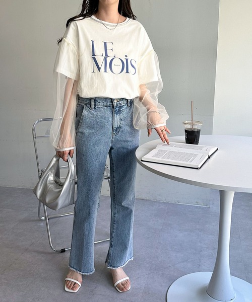 DISCOAT（ディスコート）の「チュールプルオーバー（Tシャツ/カットソー・レディース・ブラック/アイボリー・FREE）」の7枚目の写真