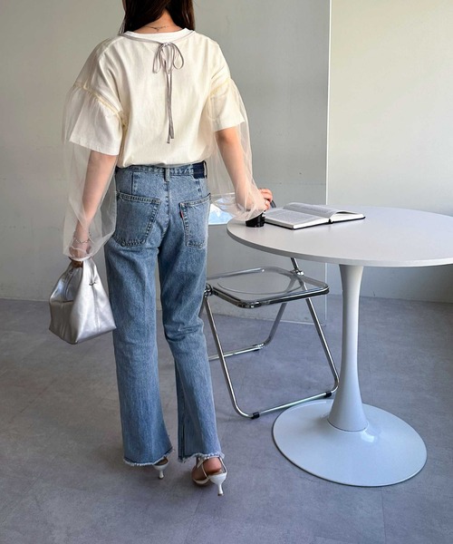 DISCOAT（ディスコート）の「チュールプルオーバー（Tシャツ/カットソー・レディース・ブラック/アイボリー・FREE）」の8枚目の写真