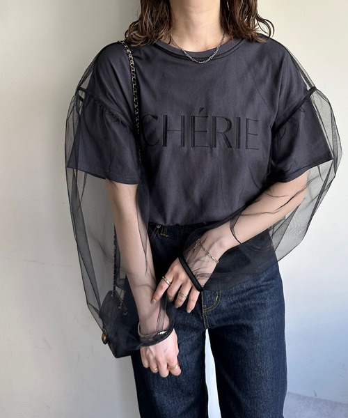 DISCOAT（ディスコート）の「チュールプルオーバー（Tシャツ/カットソー・レディース・ブラック/アイボリー・FREE）」の14枚目の写真