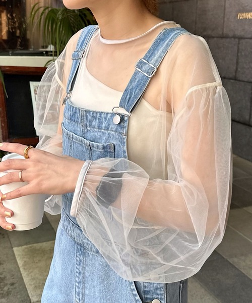 DISCOAT（ディスコート）の「チュールプルオーバー（Tシャツ/カットソー・レディース・ブラック/アイボリー・FREE）」の9枚目の写真