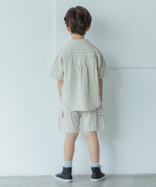 THE SHOP TK （ザ ショップ ティーケー ）の「◆【110-150】麻混ストライプバンドカラーシャツ（シャツ/ブラウス・キッズ・グレー系2/ベージュ系その他6・11/12/13/14/15 ）」の10枚目の写真