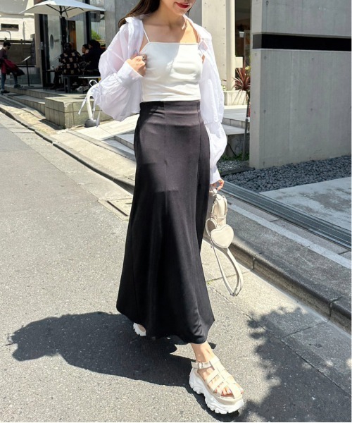 OLIVE des OLIVE（オリーブデオリーブ）の「クロップドシャツ×キャミセット　1031040370（シャツ/ブラウス・レディース・オフホワイト/ブラック/サックスブルー/ラベンダー・FREE）」の12枚目の写真