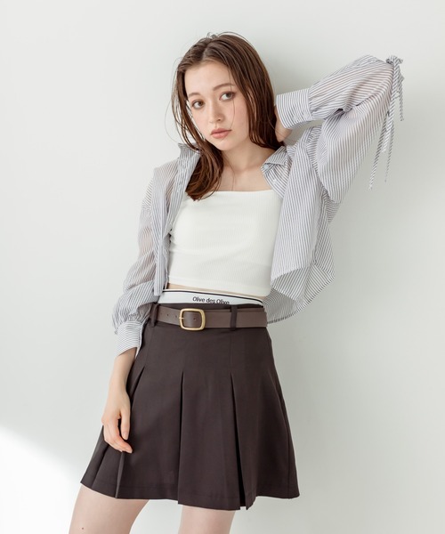 OLIVE des OLIVE（オリーブデオリーブ）の「クロップドシャツ×キャミセット　1031040370（シャツ/ブラウス・レディース・オフホワイト/ブラック/サックスブルー/ラベンダー・FREE）」の20枚目の写真