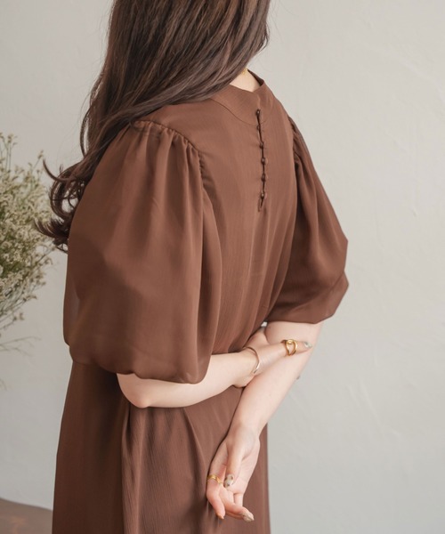 Ambre Neige(アンブルネージュ)の「2WAYシアーフレアワンピース/【WEB/EC限定商品】(ワンピース・レディース・アイボリー/ダークブラウン・FREE)」の5枚目の写真