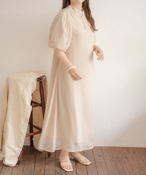 Ambre Neige(アンブルネージュ)の「2WAYシアーフレアワンピース/【WEB/EC限定商品】(ワンピース・レディース・アイボリー/ダークブラウン・FREE)」の9枚目の写真