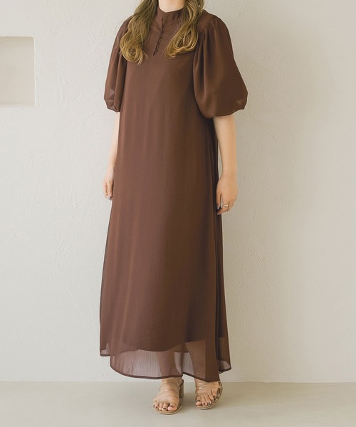 Ambre Neige(アンブルネージュ)の「2WAYシアーフレアワンピース/【WEB/EC限定商品】(ワンピース・レディース・アイボリー/ダークブラウン・FREE)」の12枚目の写真