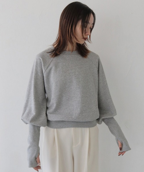 CLEIO(クレイオ)の「【CLEIO】バックタグロングアームトレーナー/クルーネックスウェット/BACK TAG LONG ARM TRAINER/980-10622(Tシャツ/カットソー・レディース・アイボリー/杢グレー/ライトオリーブ/グレー/チャコールグレー・FREE)」の3枚目の写真