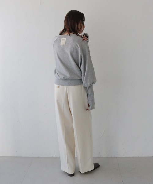 【Chiiiky】belt sweat shirt ロングアームトレーナー CLEIO】バックタグロングアームトレーナー／クルーネックスウェット