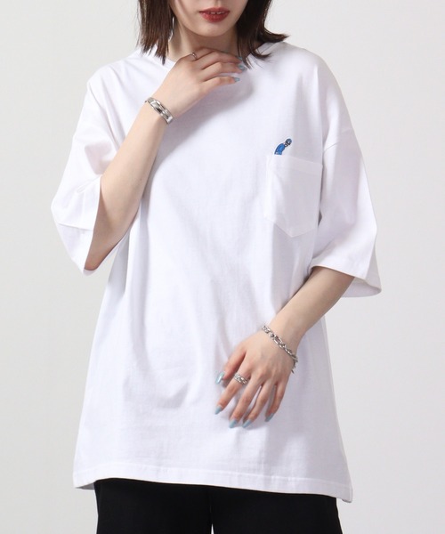 FUNALIVE(ファンアライブ)の「nappalm 刺繍ビッグサイズ半袖Tシャツ(Tシャツ/カットソー・メンズ・ブラック/ネイビー/ホワイト・F)」の4枚目の写真