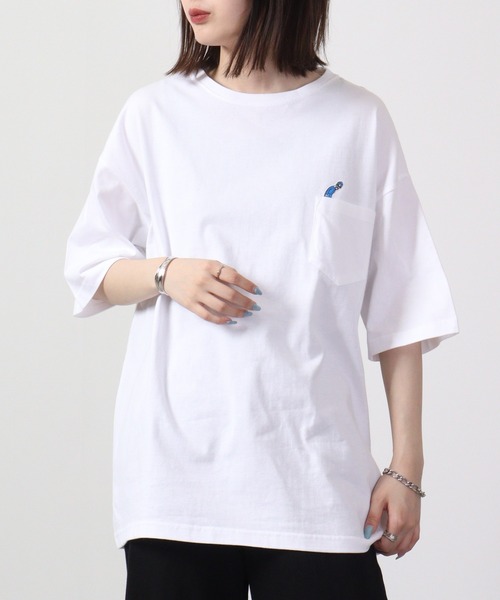 FUNALIVE(ファンアライブ)の「nappalm 刺繍ビッグサイズ半袖Tシャツ(Tシャツ/カットソー・メンズ・ブラック/ネイビー/ホワイト・F)」の5枚目の写真
