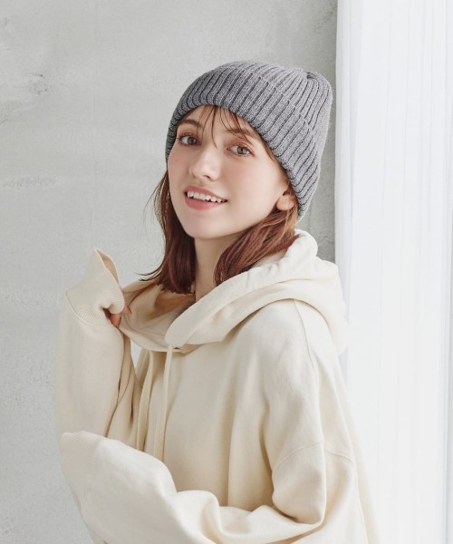 milsa（ミルサ）の「【EC限定】milsa  リブニットワッチ(リブ編みニット帽)（ニットキャップ/ビーニー・レディース・ホワイト/ライトブルー/ブラック/グレー/ピンク/オレンジ/ライトグリーン・57~59cm）」の14枚目の写真