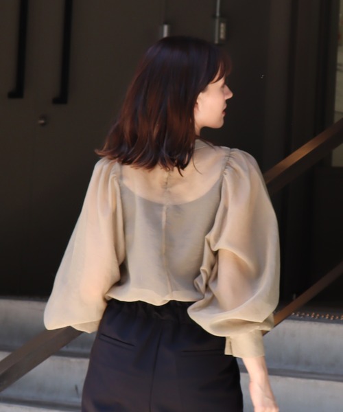 ANOTHER S(アナザーエス)の「オーガンジー長袖シャツブラウス(シャツ/ブラウス・レディース・アイボリー/ブラック/ベージュ・M)」の7枚目の写真