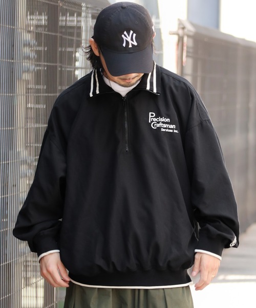 Java(ジャバ)の「《JAVAジャバ 別注》カジュアル×スポーティ。リブラインロゴ刺繍ハーフジッププルオーバー(スウェット・メンズ・ネイビー/ブラック・LARGE/MEDIUM/X-LARGE)」の7枚目の写真