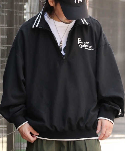 Java(ジャバ)の「《JAVAジャバ 別注》カジュアル×スポーティ。リブラインロゴ刺繍ハーフジッププルオーバー(スウェット・メンズ・ネイビー/ブラック・LARGE/MEDIUM/X-LARGE)」の5枚目の写真