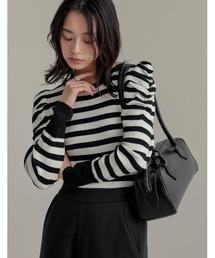 Re:EDIT | [2023A/W PRE ORDER]ショルダータックパフスリーブクルーネックニットトップス(ニット/セーター)