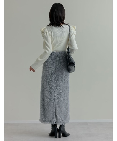 Re:EDIT(リエディ)の「ショルダータックパフスリーブクルーネックニットトップス(ニット/セーター・レディース・アイボリー/ブラック/ブラック系その他/グレー・MEDIUM/LARGE)」の14枚目の写真