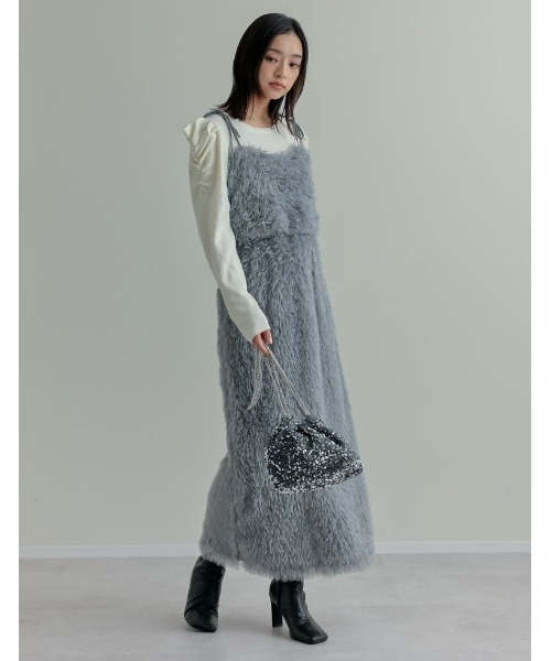 Re:EDIT(リエディ)の「ショルダータックパフスリーブクルーネックニットトップス(ニット/セーター・レディース・アイボリー/ブラック/ブラック系その他/グレー・MEDIUM/LARGE)」の17枚目の写真