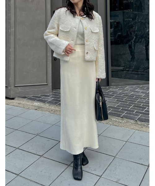 Re:EDIT(リエディ)の「ショルダータックパフスリーブクルーネックニットトップス(ニット/セーター・レディース・アイボリー/ブラック/ブラック系その他/グレー・MEDIUM/LARGE)」の20枚目の写真