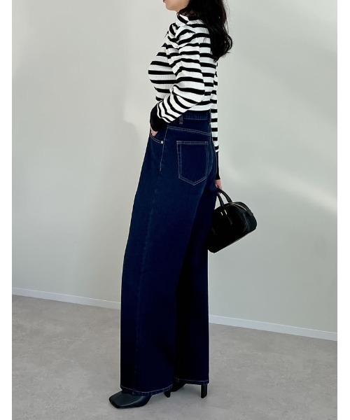 Re:EDIT(リエディ)の「ショルダータックパフスリーブクルーネックニットトップス(ニット/セーター・レディース・アイボリー/ブラック/ブラック系その他/グレー・MEDIUM/LARGE)」の7枚目の写真