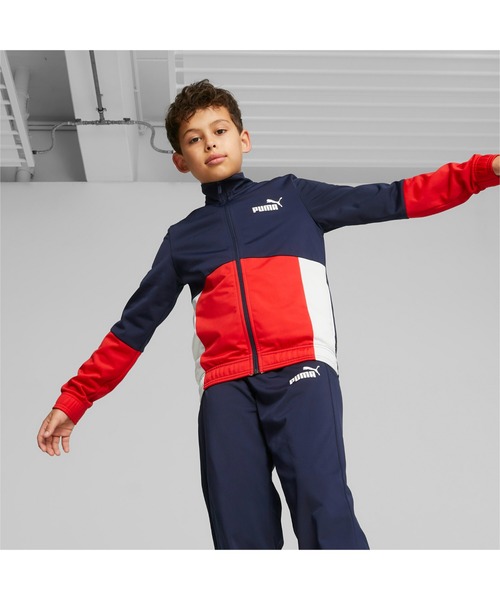 PUMA プーマ ジャージ　128 ジャージ PUMA プーマ キッズ ボーイズ カラーブロック ポリエステル スーツ 上下セット 128-164cm キッズ 子供服 男の子 女の子
