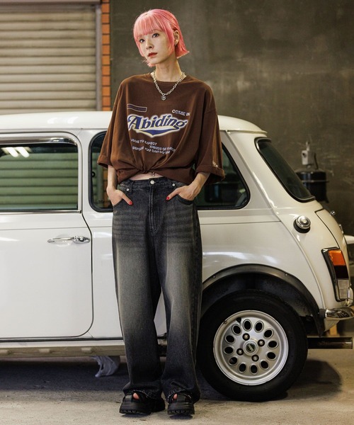 PBLIM（ページボーイリム）の「PBLIM/オーバーダイデニム（デニムパンツ・レディース・サックスブルー/ブラック・LARGE/MEDIUM）」の3枚目の写真