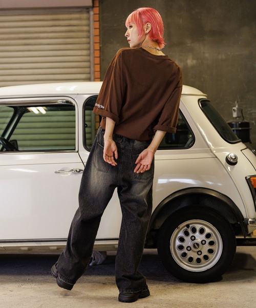 PBLIM（ページボーイリム）の「PBLIM/オーバーダイデニム（デニムパンツ・レディース・サックスブルー/ブラック・LARGE/MEDIUM）」の4枚目の写真