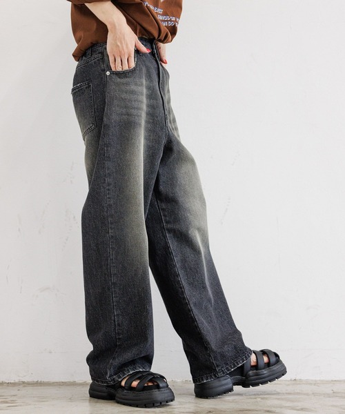 PBLIM（ページボーイリム）の「PBLIM/オーバーダイデニム（デニムパンツ・レディース・サックスブルー/ブラック・LARGE/MEDIUM）」の8枚目の写真