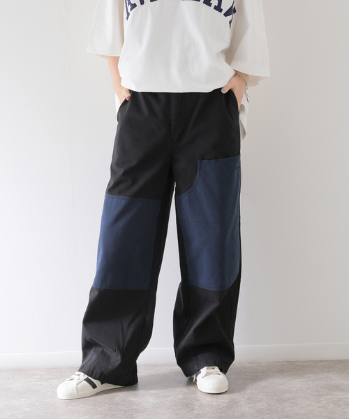 ANGLAN(アングラン)の「【ANGLAN / アングラン】Double Knee Color Block Pants(カーゴパンツ・レディース・ブラック・FREE)」の7枚目の写真