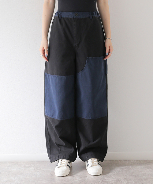 ANGLAN(アングラン)の「【ANGLAN / アングラン】Double Knee Color Block Pants(カーゴパンツ・レディース・ブラック・FREE)」の10枚目の写真