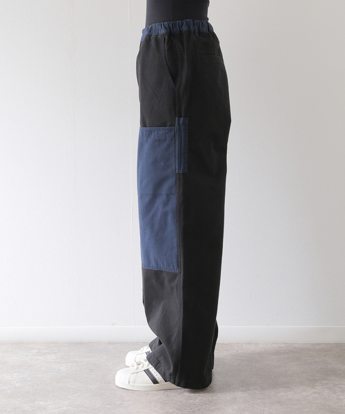 ANGLAN(アングラン)の「【ANGLAN / アングラン】Double Knee Color Block Pants(カーゴパンツ・レディース・ブラック・FREE)」の2枚目の写真
