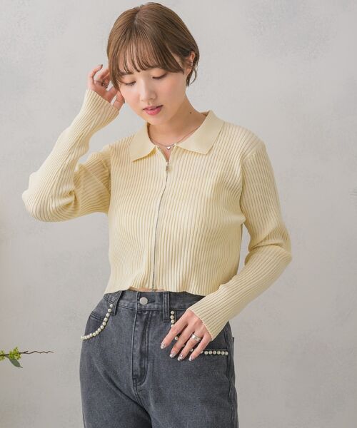 RETRO GIRL(レトロガール)の「襟付きWジップニットカーデ(ニット/セーター・レディース・ブラック/ブルー/ホワイト/レッド・FREE)」の14枚目の写真