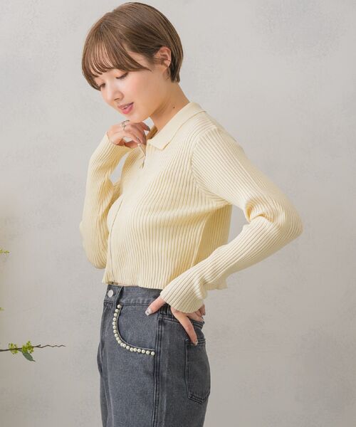 RETRO GIRL(レトロガール)の「襟付きWジップニットカーデ(ニット/セーター・レディース・ブラック/ブルー/ホワイト/レッド・FREE)」の15枚目の写真