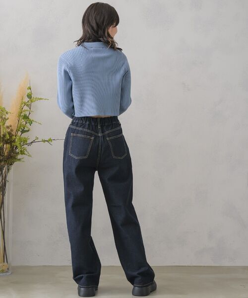 RETRO GIRL(レトロガール)の「襟付きWジップニットカーデ(ニット/セーター・レディース・ブラック/ブルー/ホワイト/レッド・FREE)」の5枚目の写真