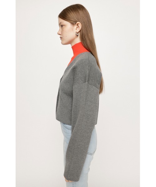 SLY（スライ）の「WASHABLE HG V/N CROP C/D ウォッシャブル ハイゲージ ブイネック クロップ カーディガン（カーディガン/ボレロ・レディース・杢グレー/ブルー/アイボリー/ダークブラウン/ブラック/ライム・FREE）」の20枚目の写真