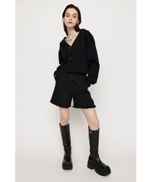 SLY（スライ）の「WASHABLE HG V/N CROP C/D ウォッシャブル ハイゲージ ブイネック クロップ カーディガン（カーディガン/ボレロ・レディース・杢グレー/ブルー/アイボリー/ダークブラウン/ブラック/ライム・FREE）」の13枚目の写真